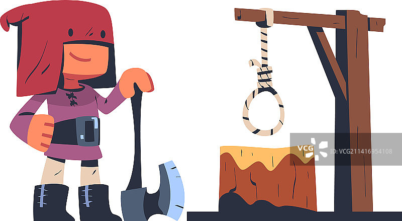 中世纪的刽子手，身穿红色服装图片素材