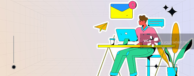 商务工作的人物扁平矢量概念运营插画图片素材