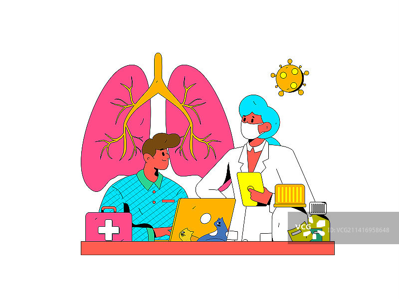 医生防疫抗疫扁平矢量概念运营插画图片素材