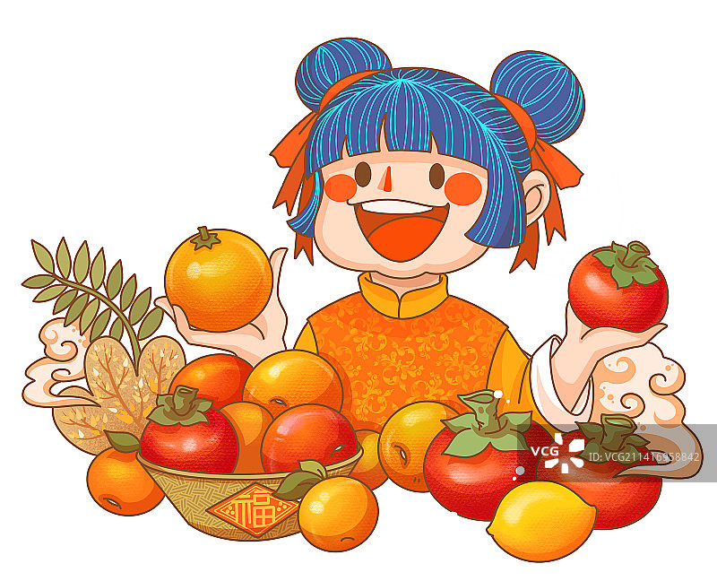 橙子柿子好事连连恭喜发财图片素材