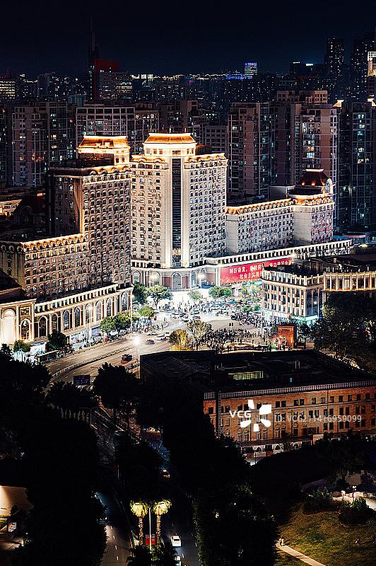 城市风光夜景高视角图片素材