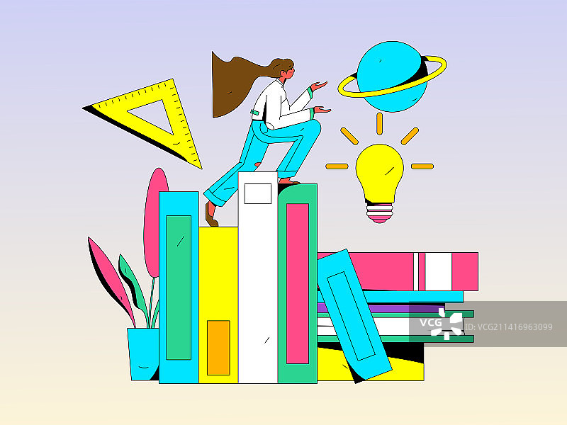 通过网课远程进行在线教育扁平矢量概念运营插画图片素材