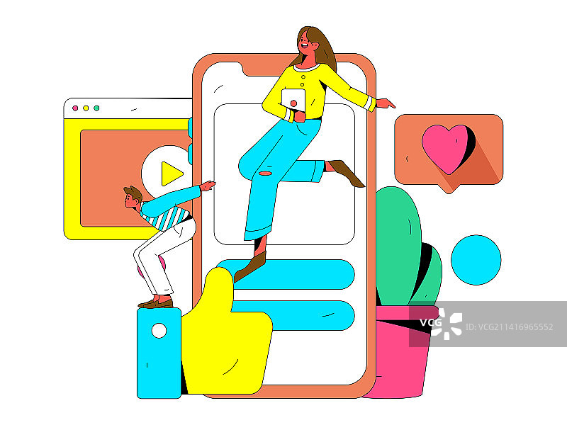 虚拟的社交概念商业扁平矢量插画图片素材