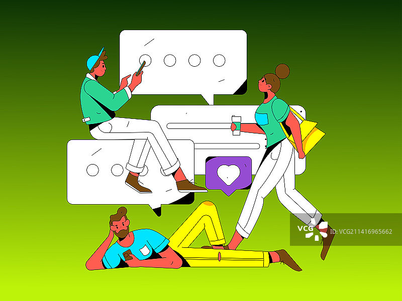 虚拟的社交概念商业扁平矢量插画图片素材