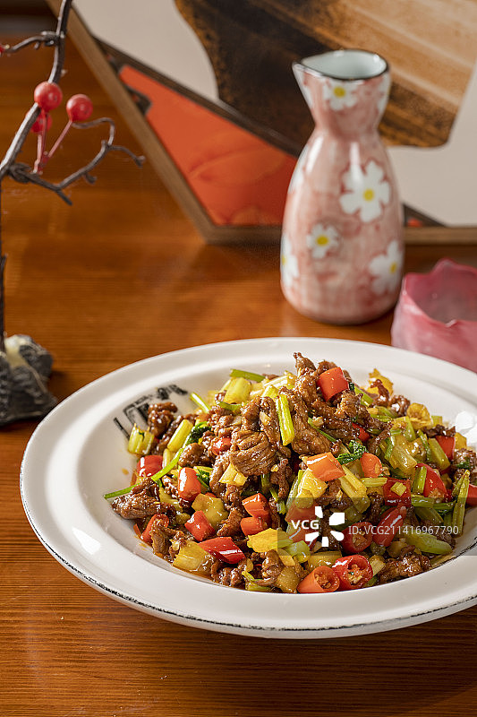 小炒黄牛肉图片素材