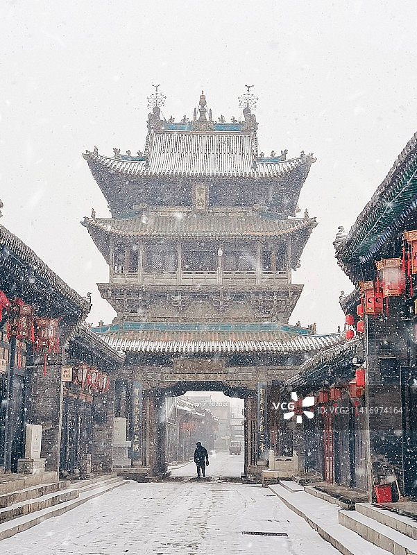 雪落古城图片素材