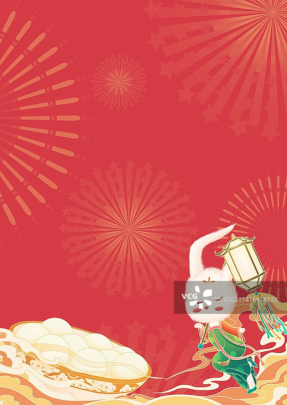 兔年新年春节元宵节国风插画图片素材