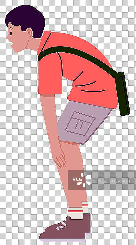 年轻人青年锻炼跑步气喘吁吁身体健康元素插画图片素材