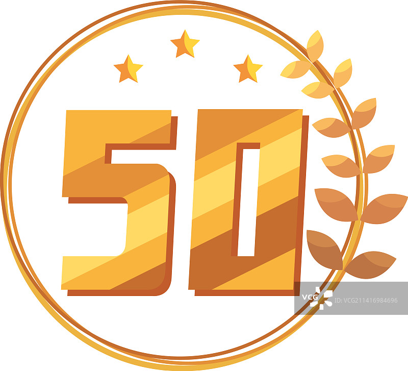 五十周年金色徽章图片素材
