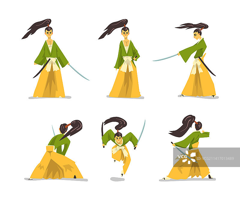 身着传统和服、手持武士刀的武士图片素材