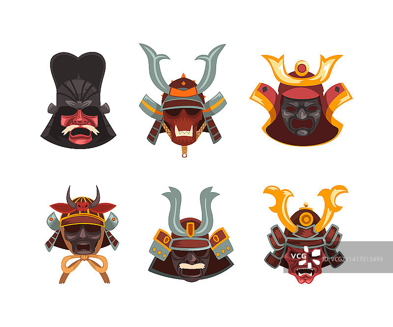 作为传统文化的日本武士面具图片素材