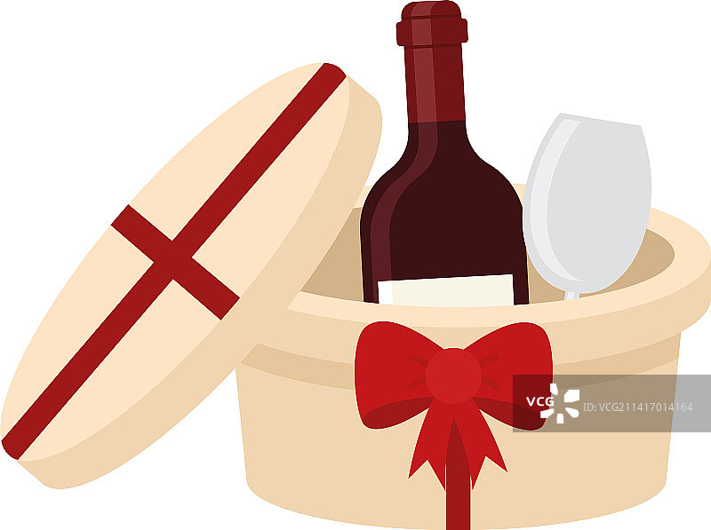 带有葡萄酒瓶的礼品盒图片素材