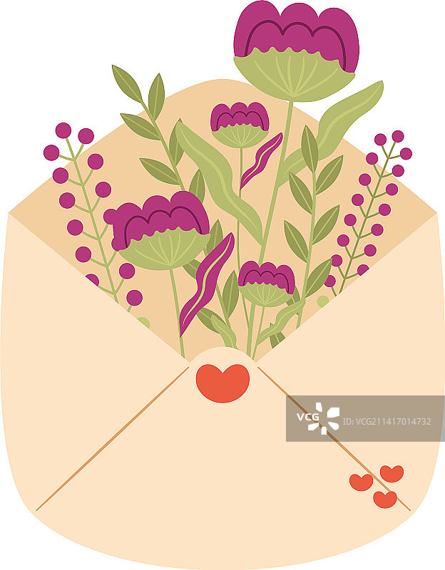 带鲜花的情书图片素材