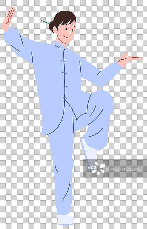 传统武术武功强身健体太极表演肢体动作锻炼身体晨练插画图片素材