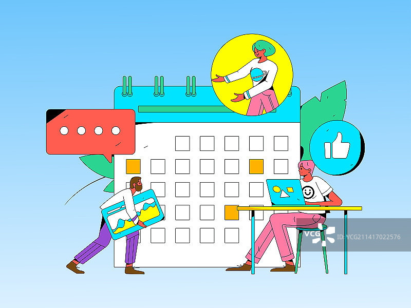 商务工作的人物扁平矢量概念运营插画图片素材