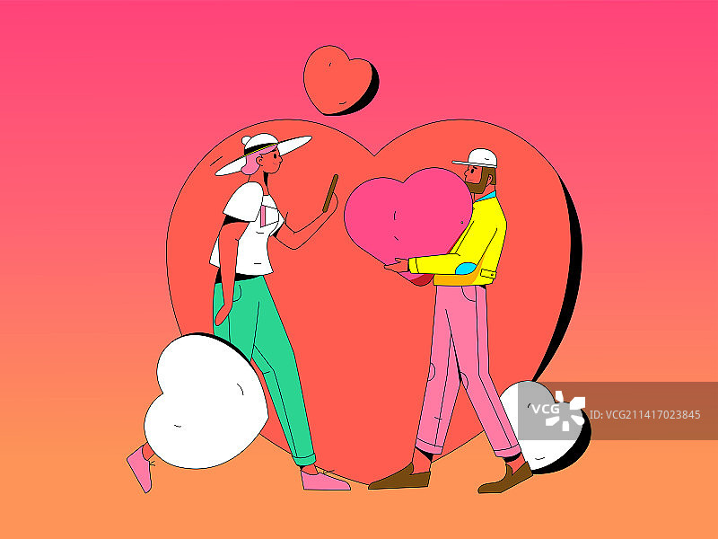 情人节快乐扁平矢量概念运营插画图片素材