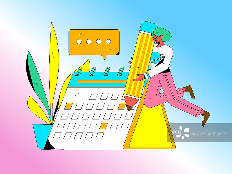 签到人物扁平矢量概念运营插画图片素材