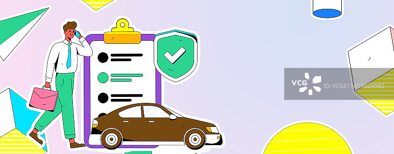 汽车保险扁平矢量概念运营插画图片素材