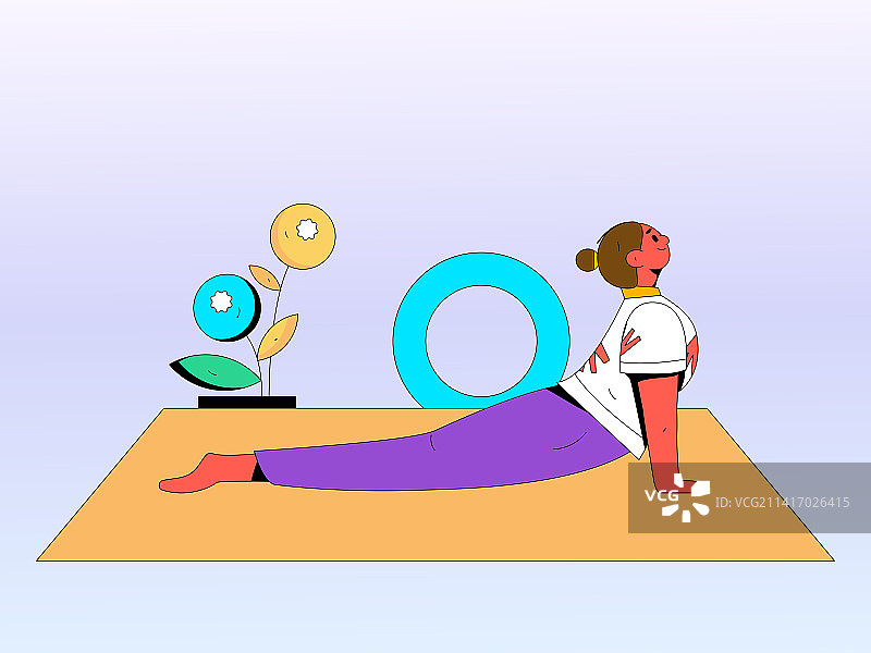 练习瑜伽身心健康扁平矢量概念运营插画图片素材