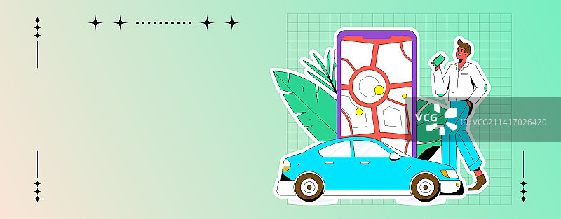 白领打车出行扁平矢量概念运营插画图片素材