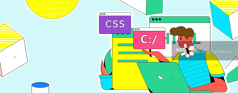 编程教学开发扁平矢量概念运营插画图片素材