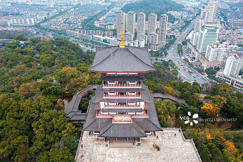 浙江省台州市椒江区白云阁航拍图片素材