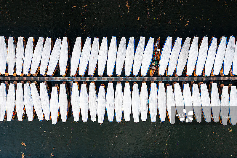 浙江省杭州市西湖风景区游船航拍图片素材