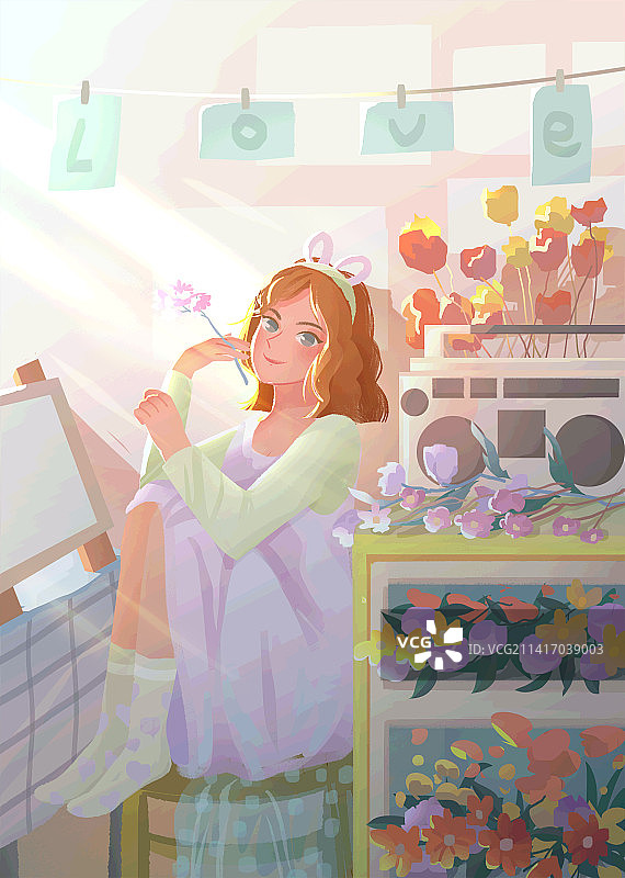 唯美女孩漫画图片素材