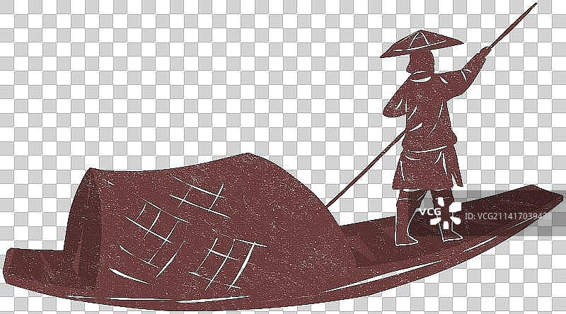 撑船的渔夫人物元素图片素材