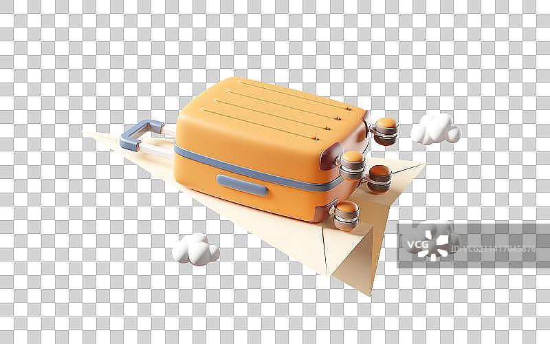 卡通行李箱与旅行主题3D渲染图片素材