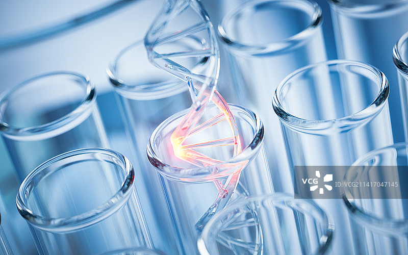 DNA与实验室化学器皿3D渲染图片素材