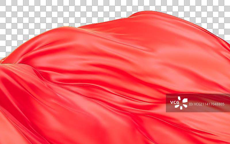 飘舞流动的红色红旗布料3D渲染图片素材