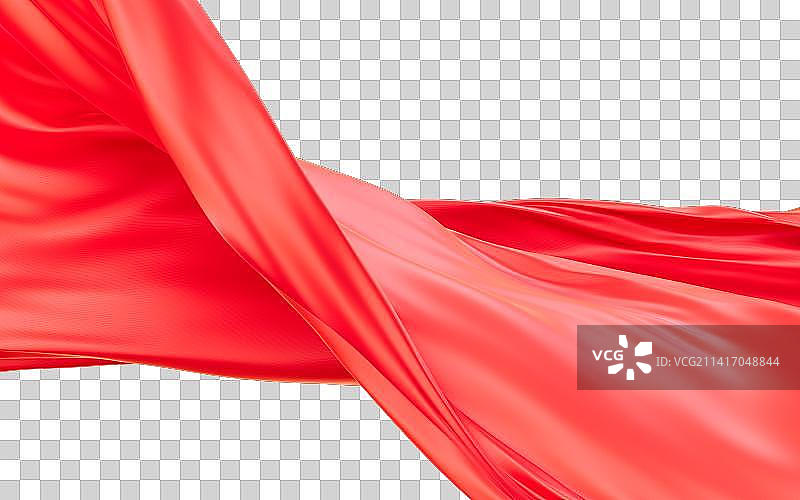飘舞流动的红色红旗布料3D渲染图片素材