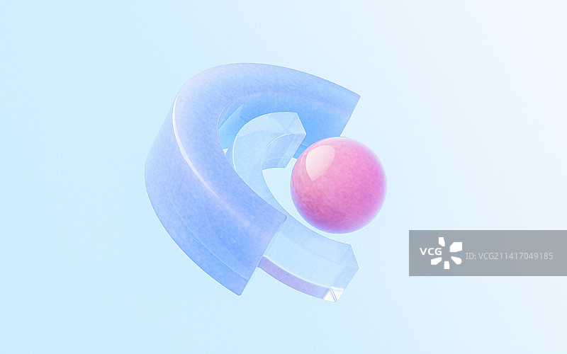 半透明玻璃几何体3D渲染图片素材
