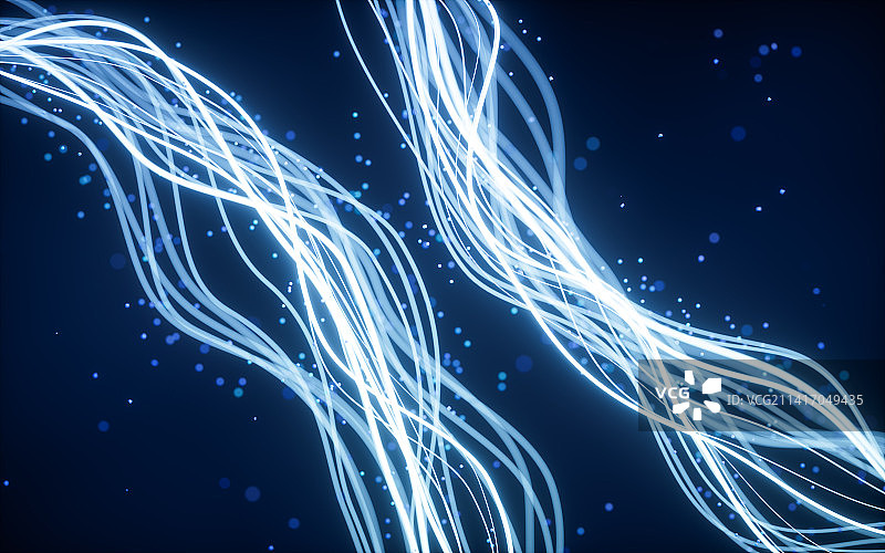 流动的曲线与粒子3D渲染图片素材
