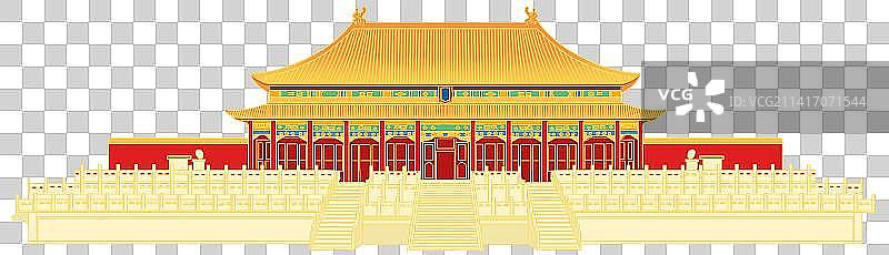 中国明清古建筑皇宫宫殿紫禁城太和殿宫殿房子元素插画图片素材