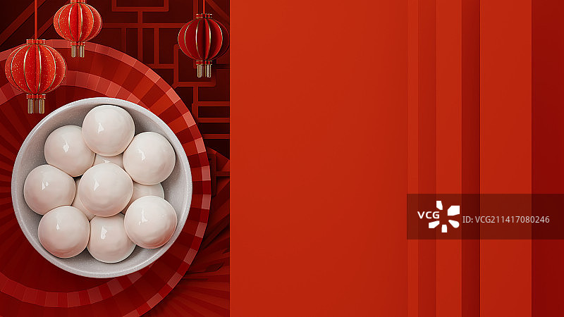 3D国潮新中式元宵节主题插画图片素材