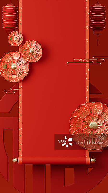 3D渲染国潮中国传统节日主题背景图片素材