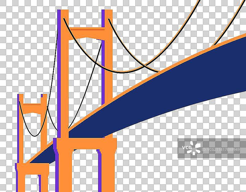 现代城市都市基础建设桥梁拉索桥扁平风元素插画图片素材