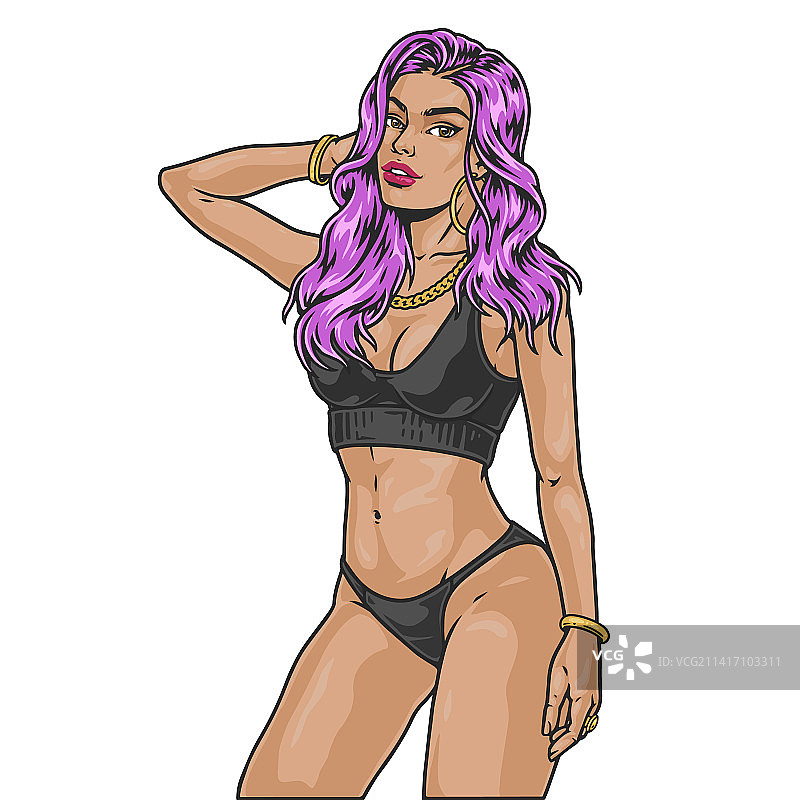 金发美女彩色标签图片素材