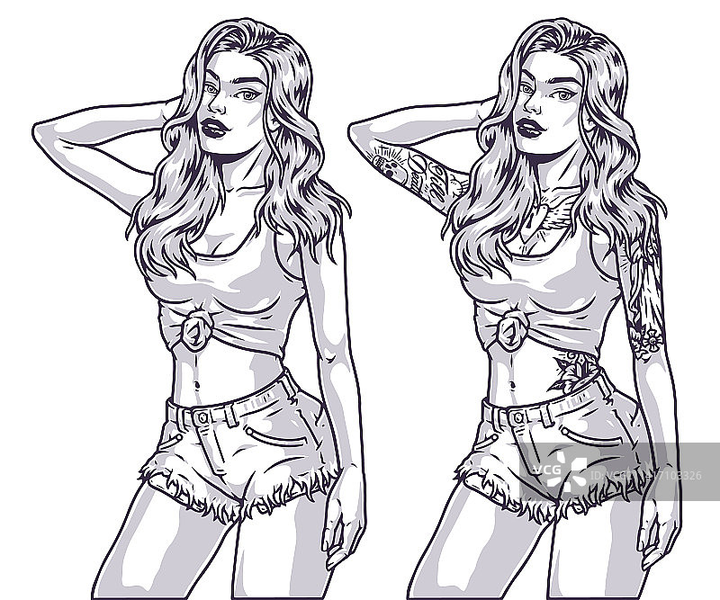 时尚奇卡诺女孩单色标签图片素材