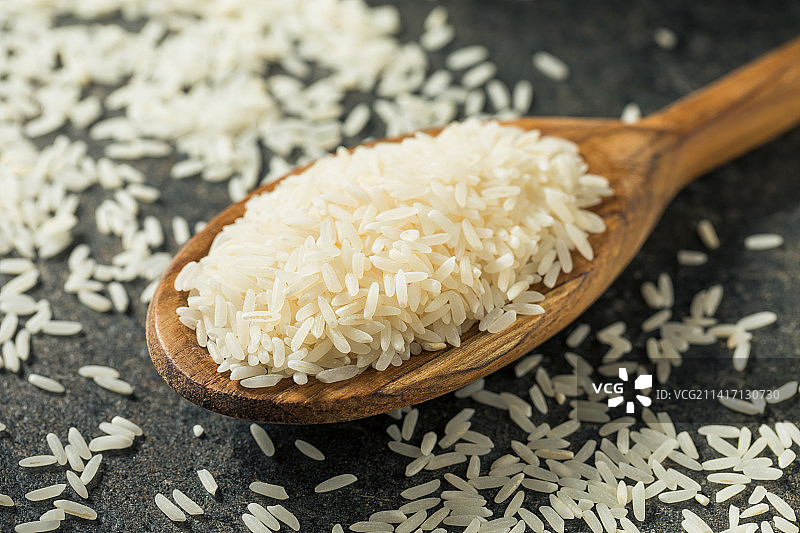 干燥的白长粒茉莉香米，美国图片素材