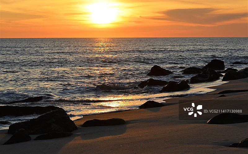 美国桑迪胡克日落海景图片素材