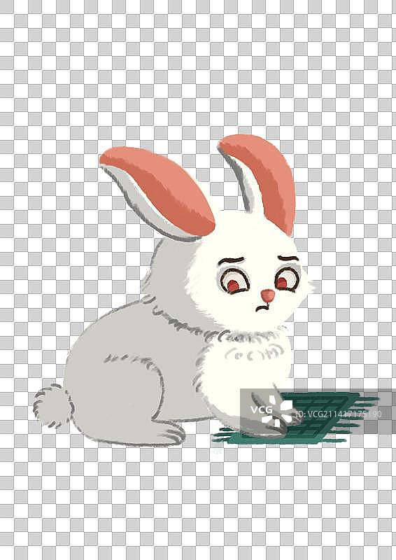 春节兔子扫房子可爱插画图片素材