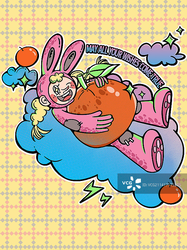 兔年少女兔心想事成图片素材