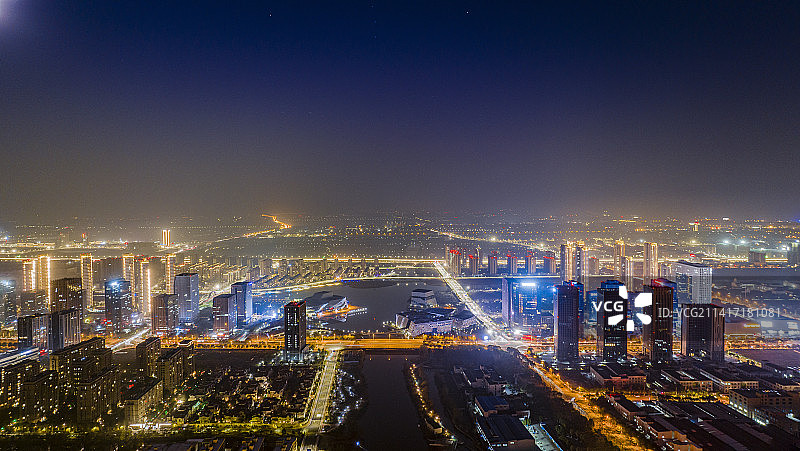 慈溪市中央商务区夜景图片素材
