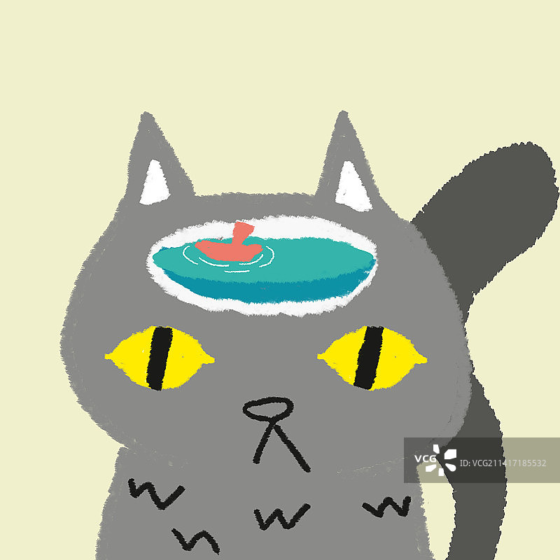 爱幻想的灰猫图片素材