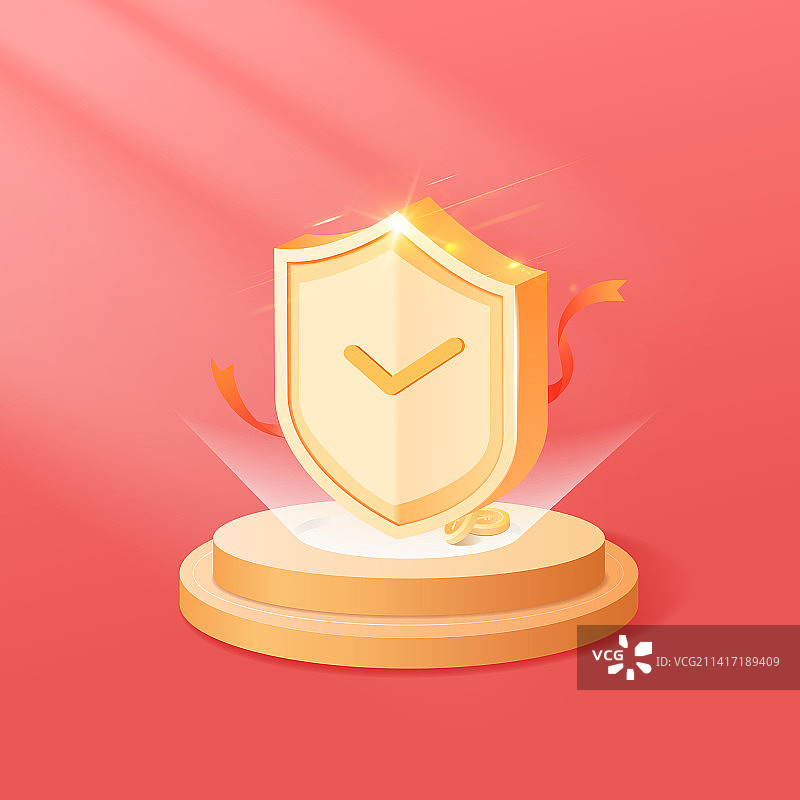 放大镜盾牌安全保护2.5d矢量插画图片素材