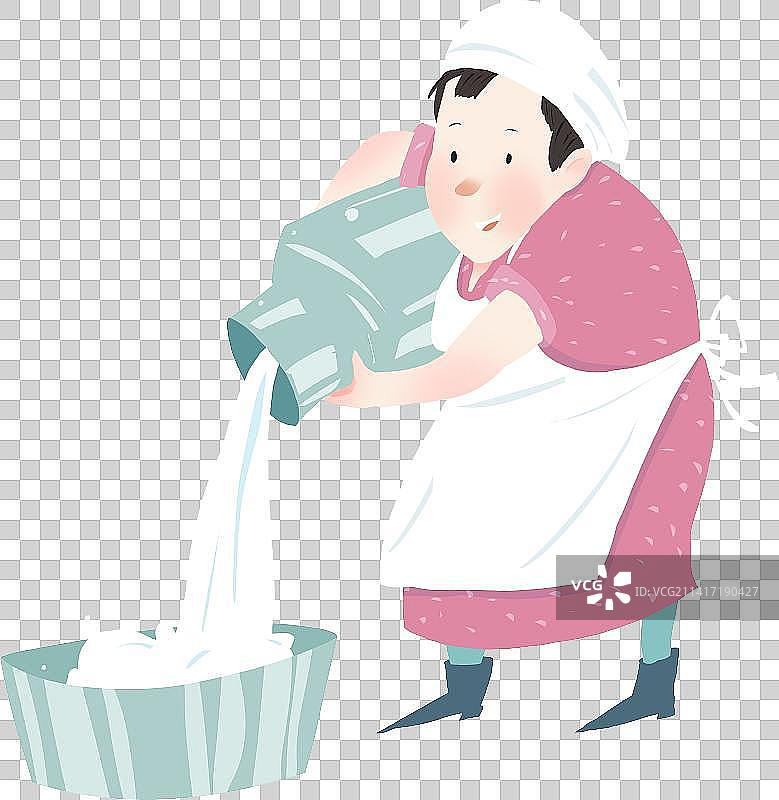 倾倒牛奶的女工人物元素图片素材