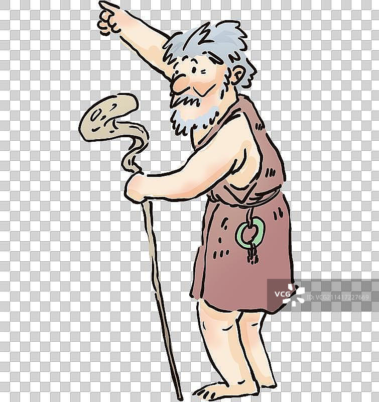 拄着拐杖指路的老人人物元素图片素材